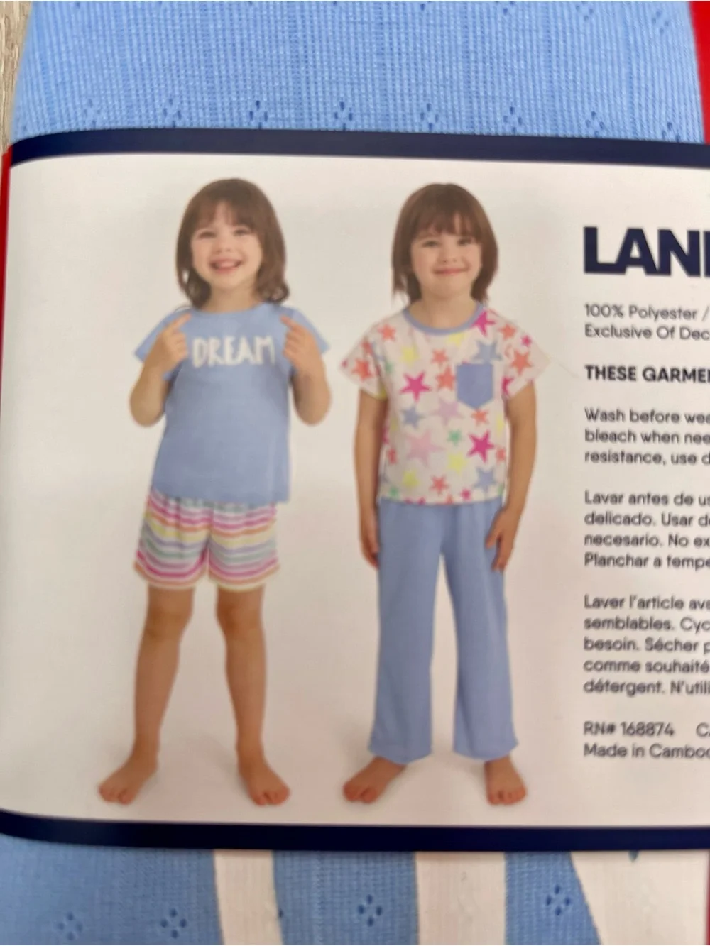 Lands’ End Kids’ 4-Piece Sleep Set. Size 6 / light Blue